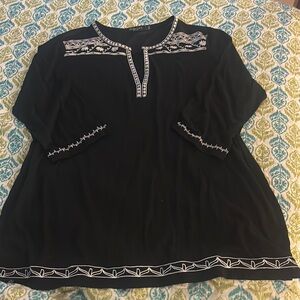 Black Tunic with Embellished Mandarin Collar